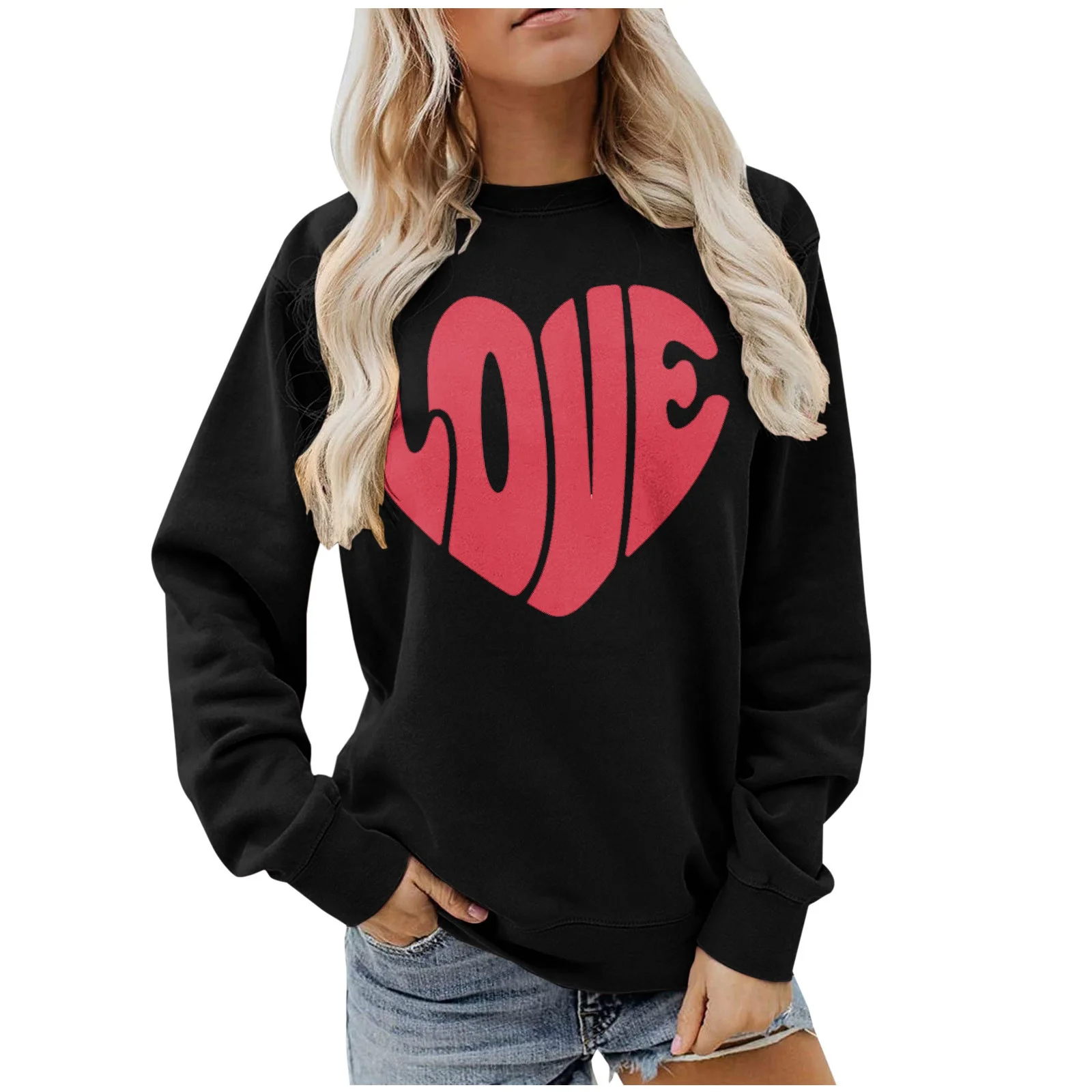 Funny Love Heart Print Crewneck Sweatshirts(BUY 2 FREE SHIPPING!!!)