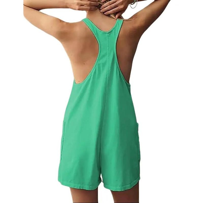 Casual Sleeveless Rompers for Women Racerback Overall Shorts with Pockets (Buy 2 Free Shipping!!!)