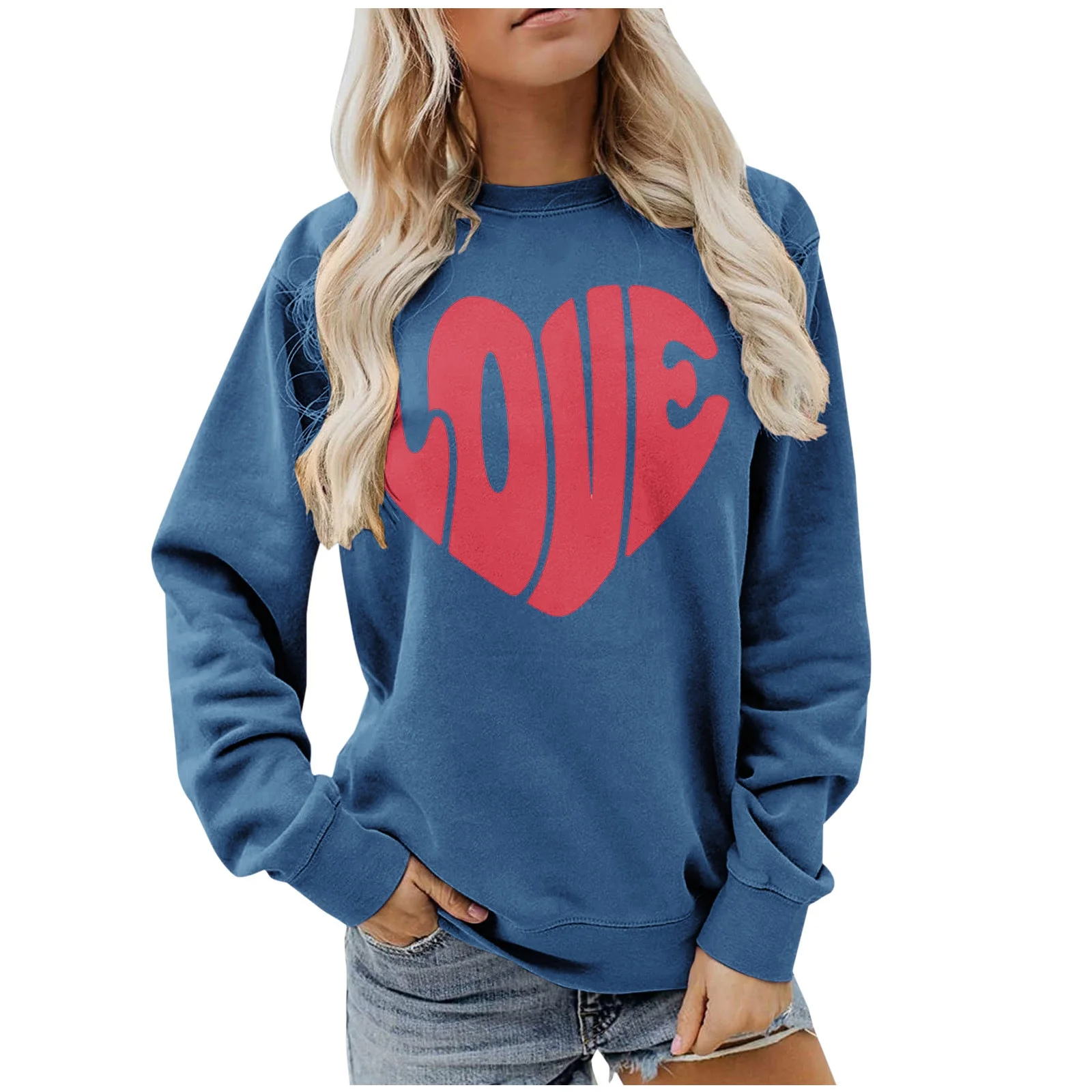 Funny Love Heart Print Crewneck Sweatshirts(BUY 2 FREE SHIPPING!!!)
