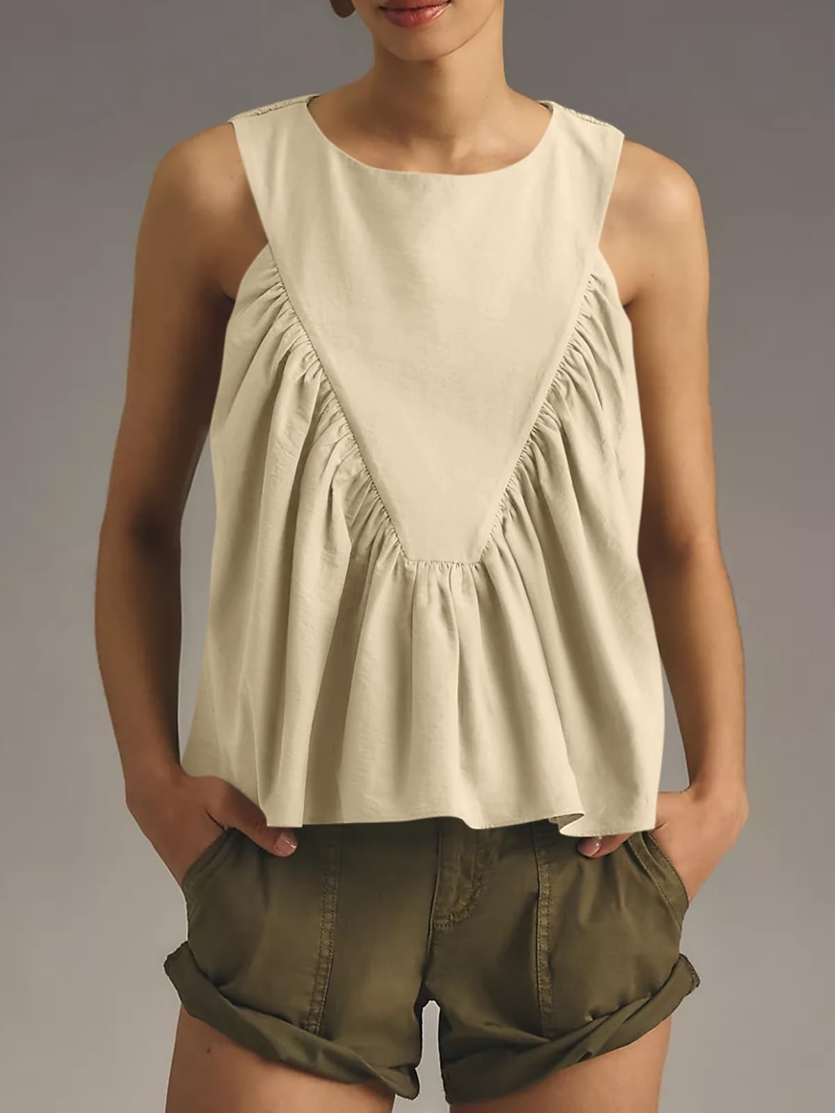 Womens Peplum Babydoll Tank Tops Summer Sleeveless Loose T Shirts (Buy 2 Free Shipping!!!)