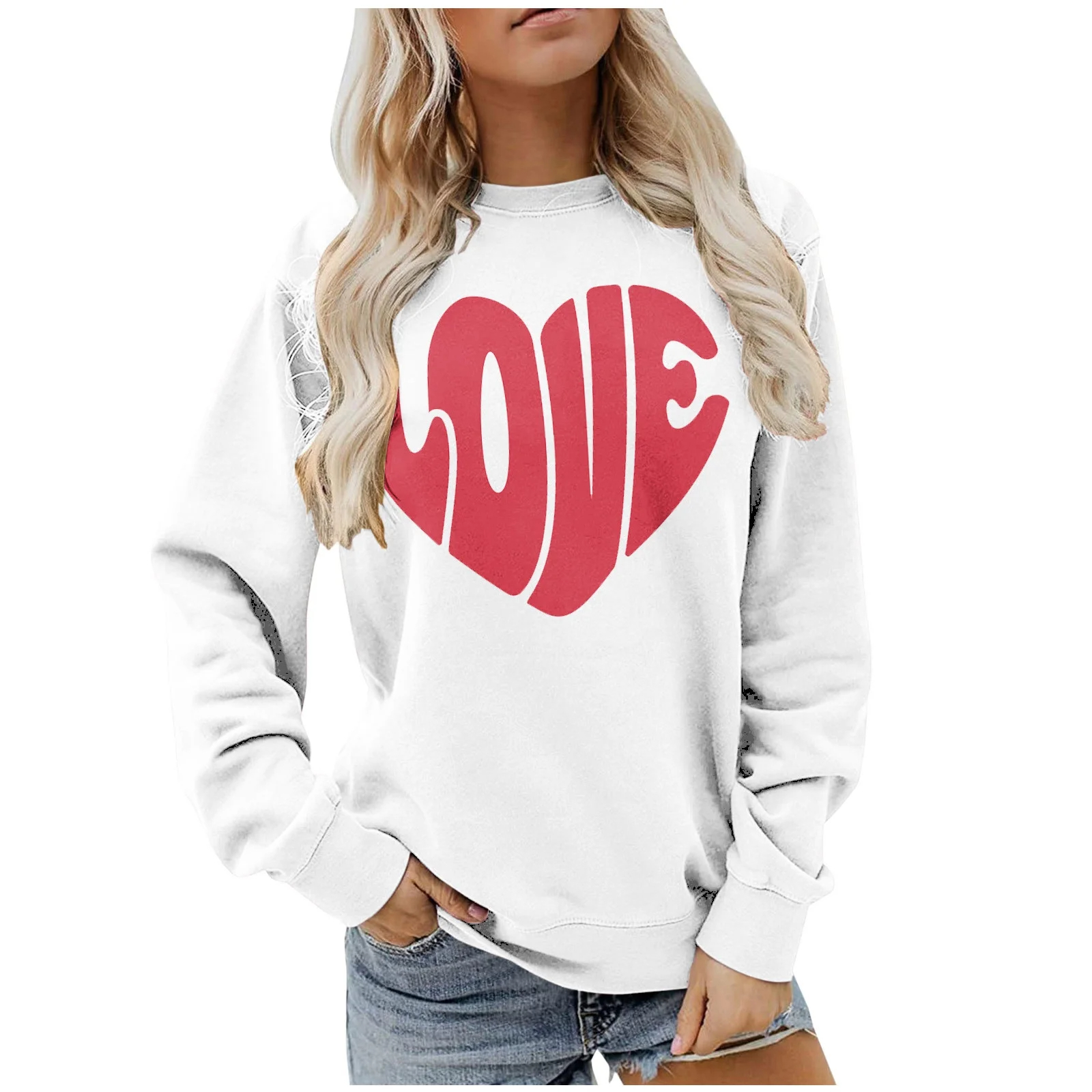 Funny Love Heart Print Crewneck Sweatshirts(BUY 2 FREE SHIPPING!!!)