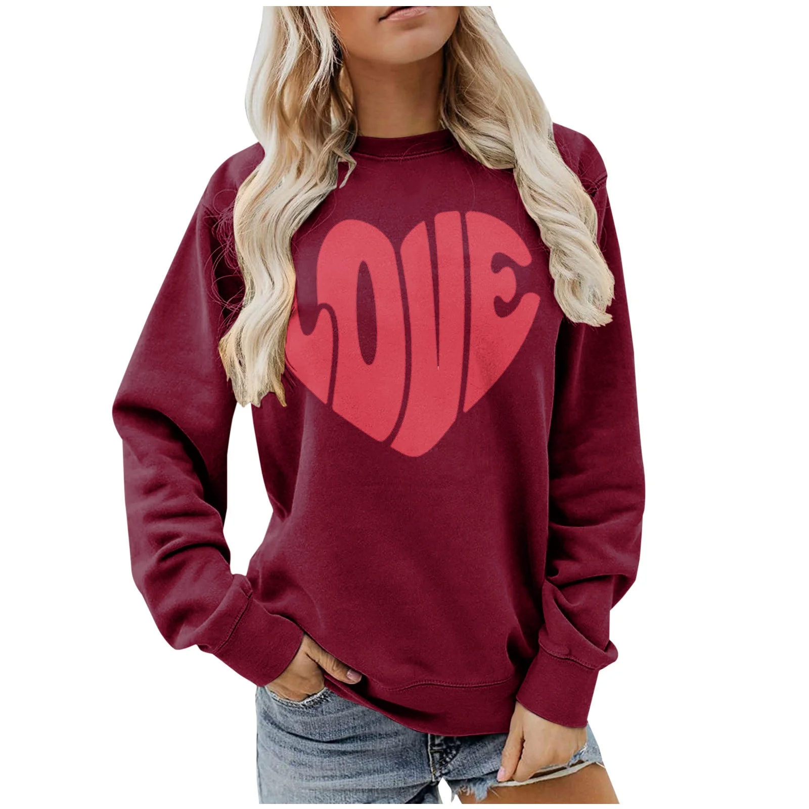Funny Love Heart Print Crewneck Sweatshirts(BUY 2 FREE SHIPPING!!!)