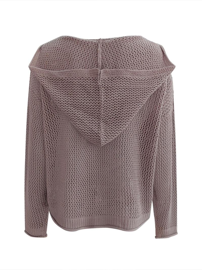 Women's Solid Hollow Out Sheer Hooded Sweater (Buy 2 Free Shipping!!!)