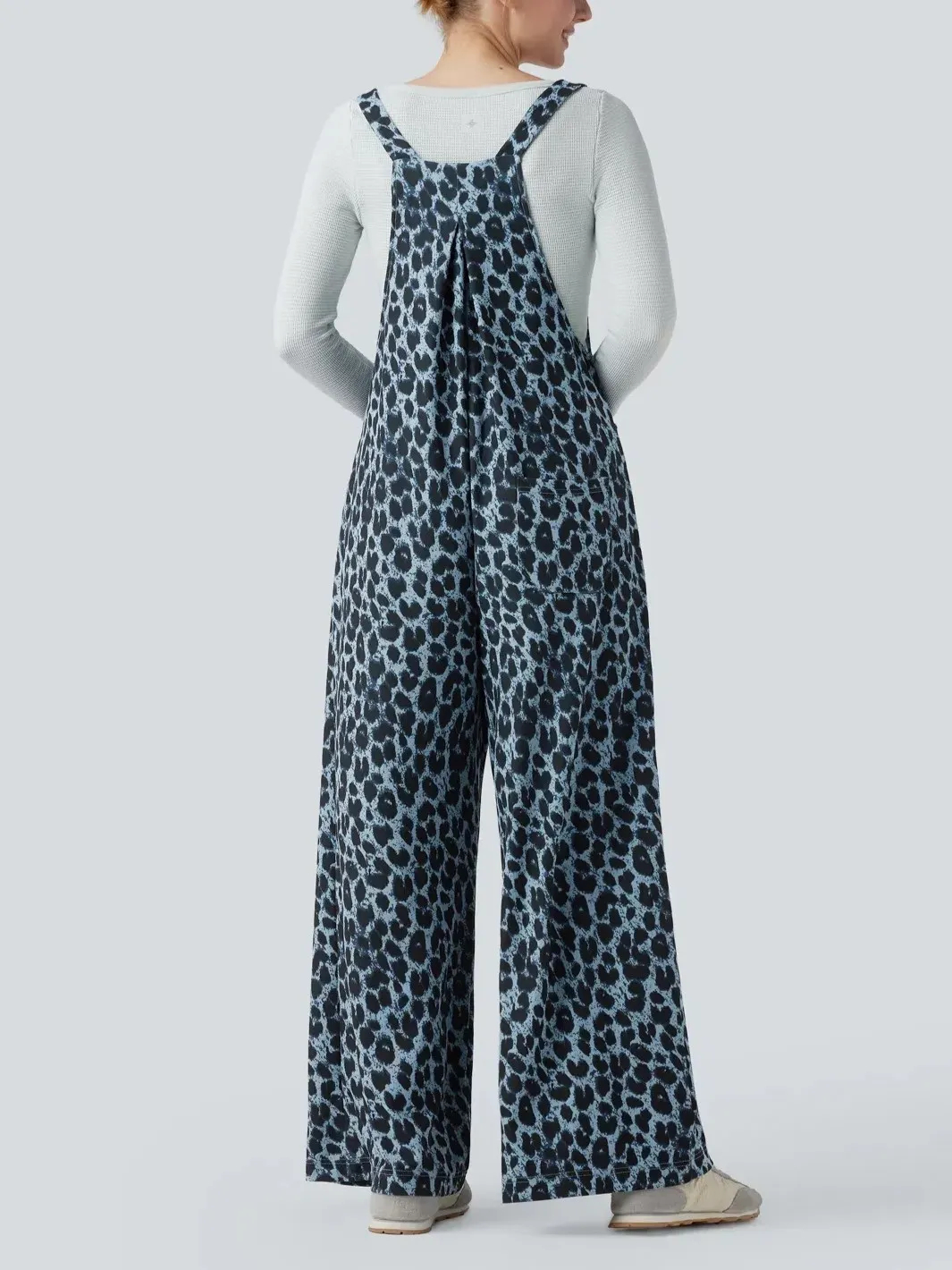 Women's Leopard Print Casual Overalls with Pockets