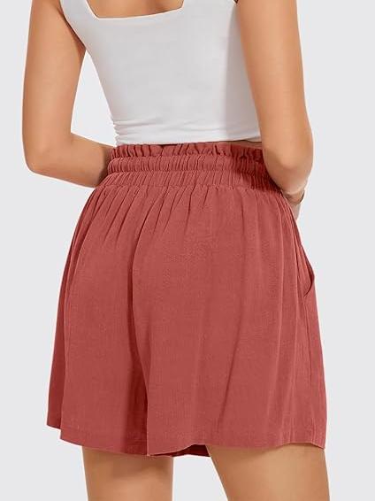 Womens Summe Casual Linen Short Pants with Pockets