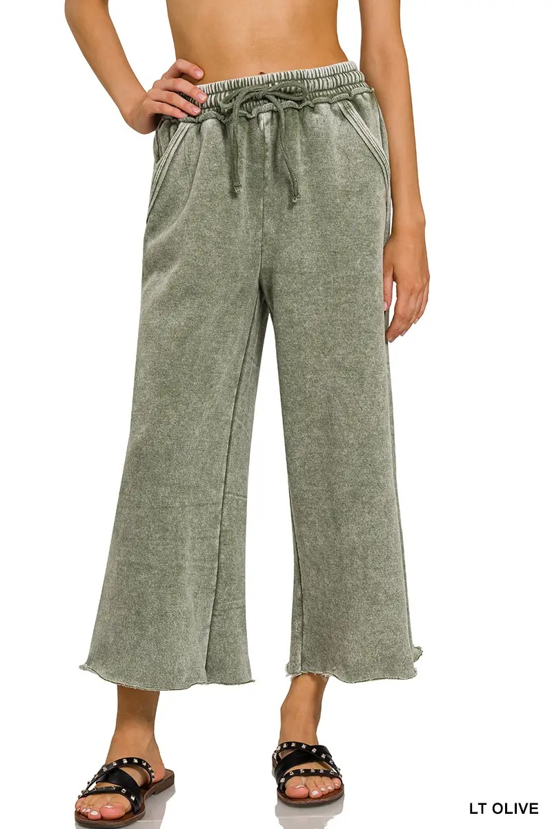 Women's Comfy Acid Wash Palazzo Sweatpants with Pockets