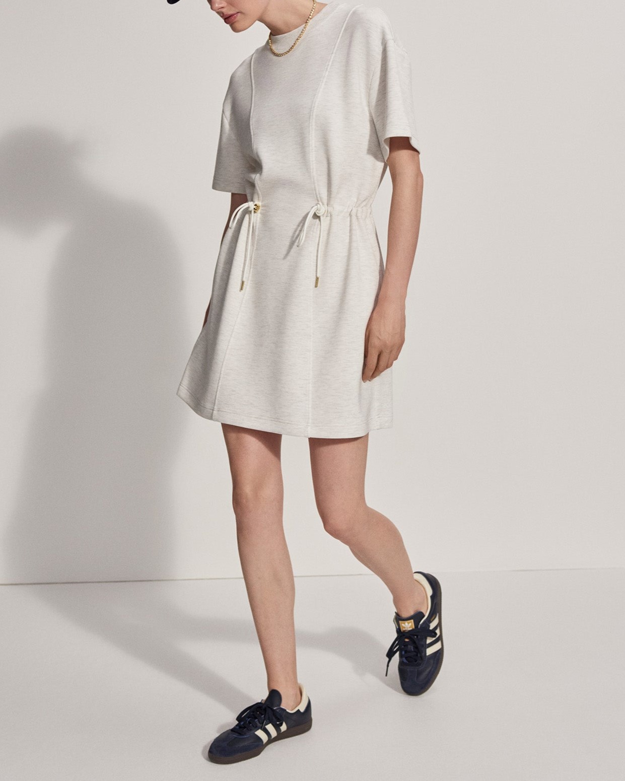 Women's Short-sleeve Drawsting Waist T-shirt Dress