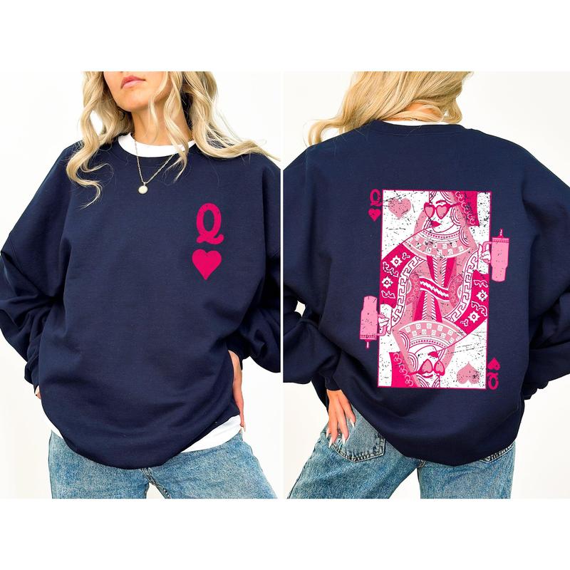 Queen of Hearts Double-Sided Print Valentines Sweatshirt