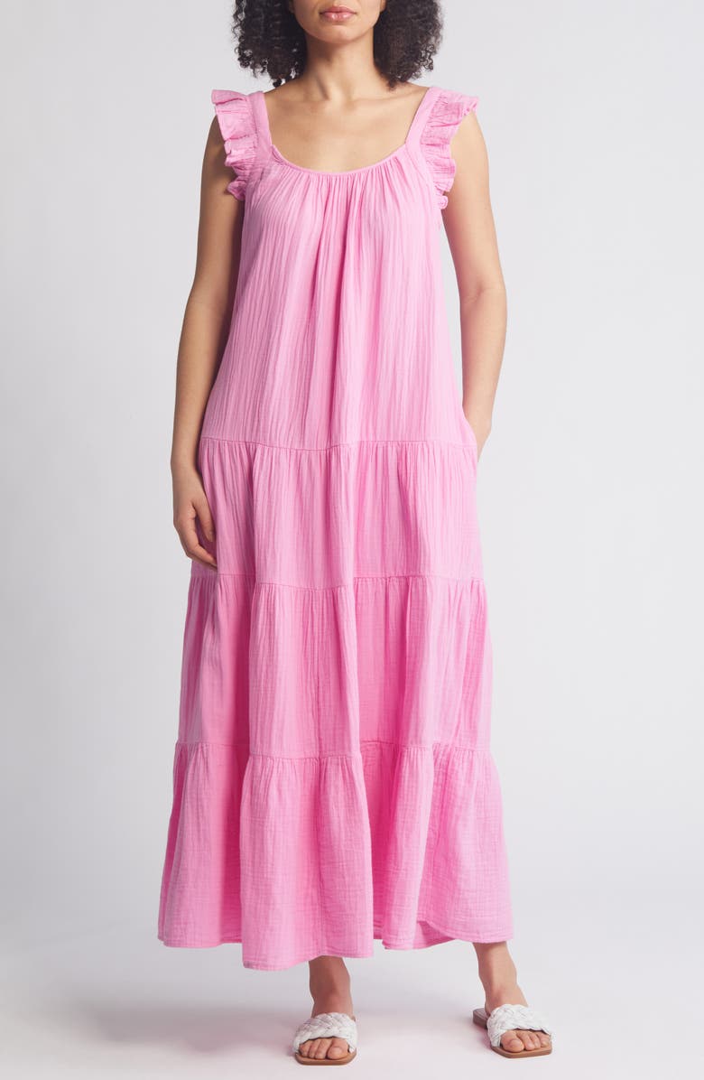 Ruffle Tiered Cotton Maxi Dress
