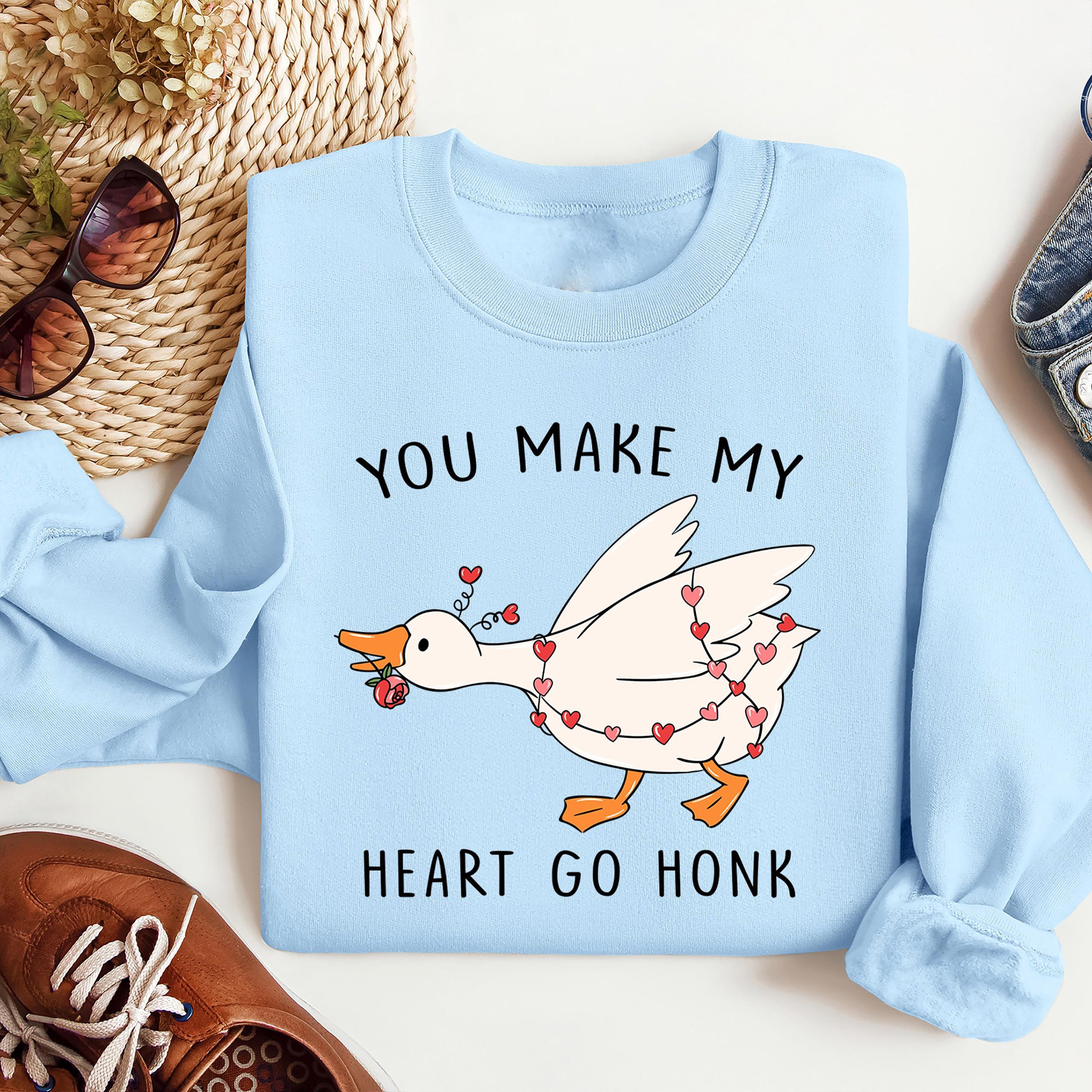 "You Make My Heart Go Honk" Valentines Goose Sweatshirt