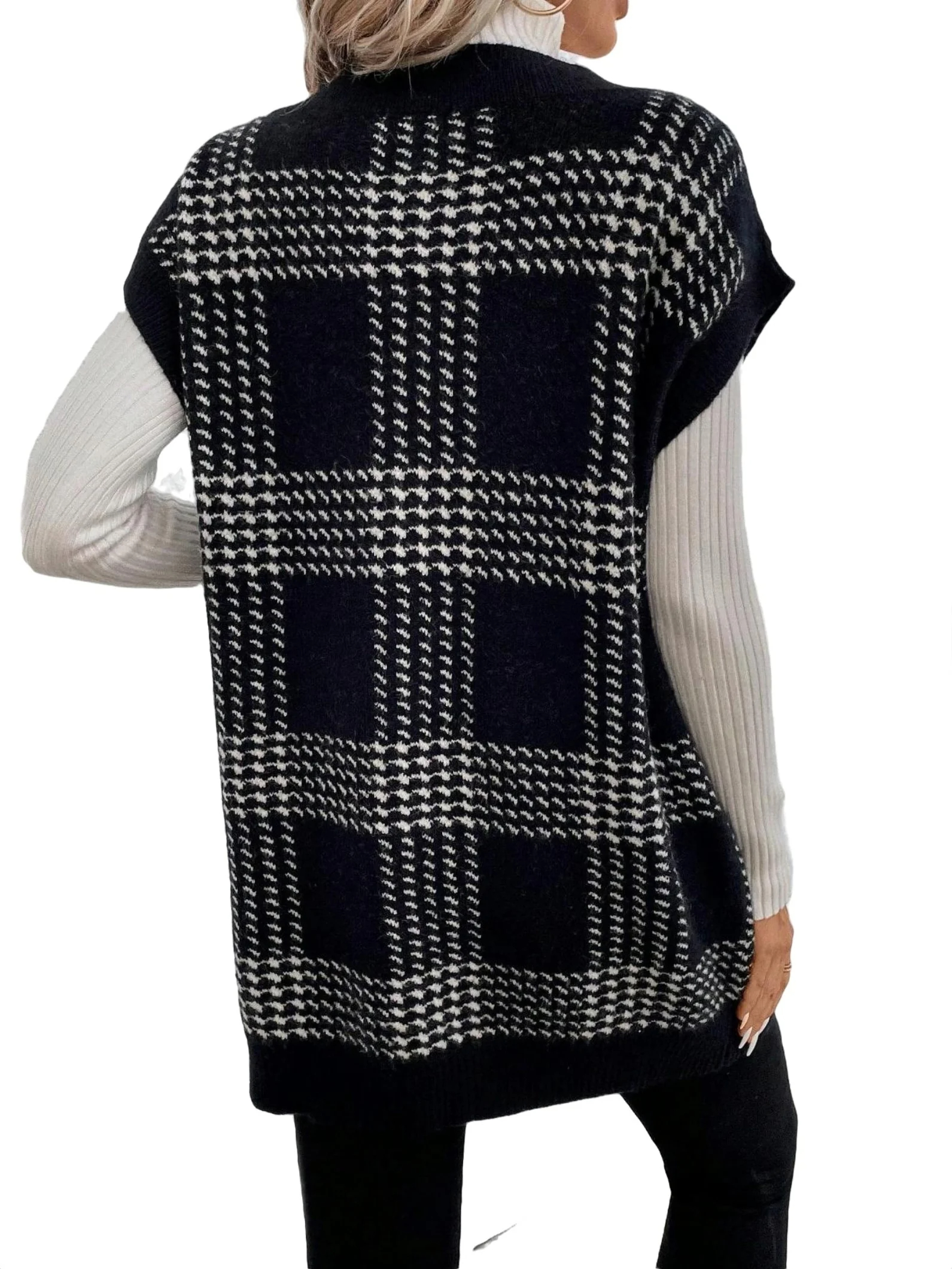 Women's Oversized V Neck Knit Sweater Vest