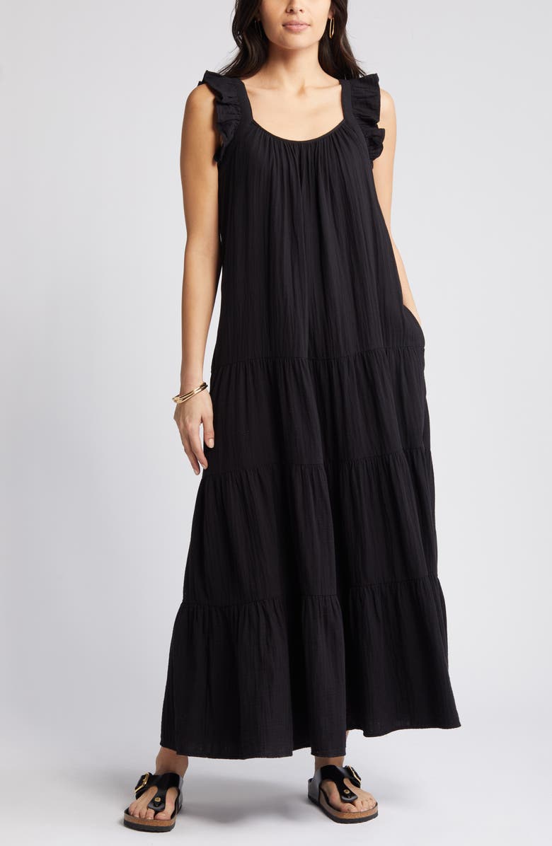Ruffle Tiered Cotton Maxi Dress