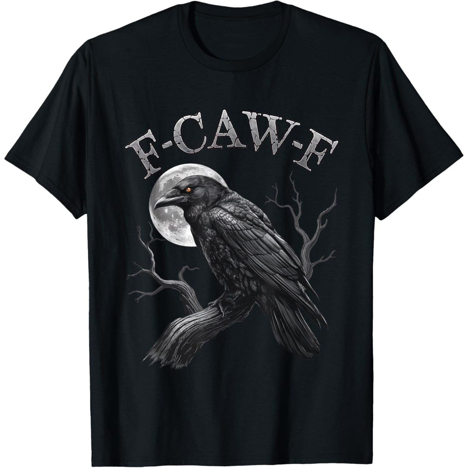 F-Caw-F Humorous Black Crow Moon Gothic T-shirt