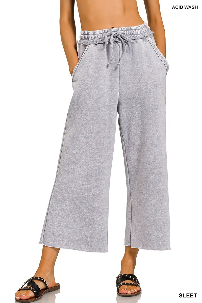 Women's Comfy Acid Wash Palazzo Sweatpants with Pockets