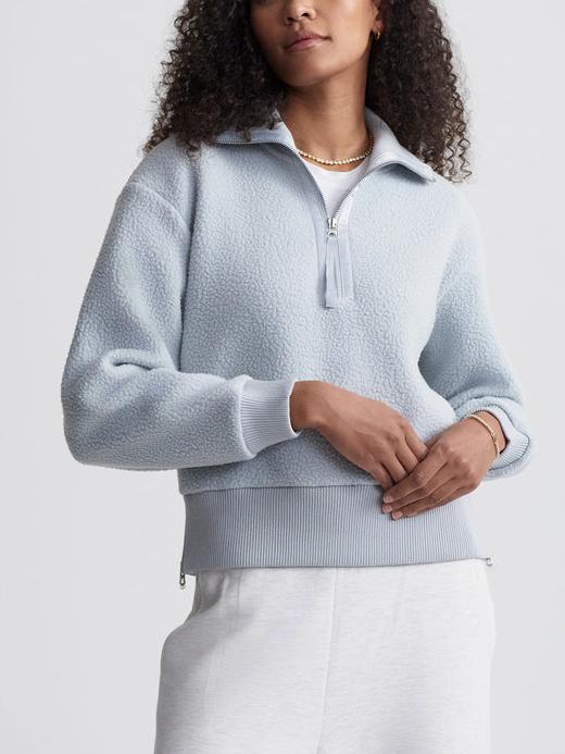  Women's Half Zip Oversized V Neck Fuzzy Knit Chunky Fleece