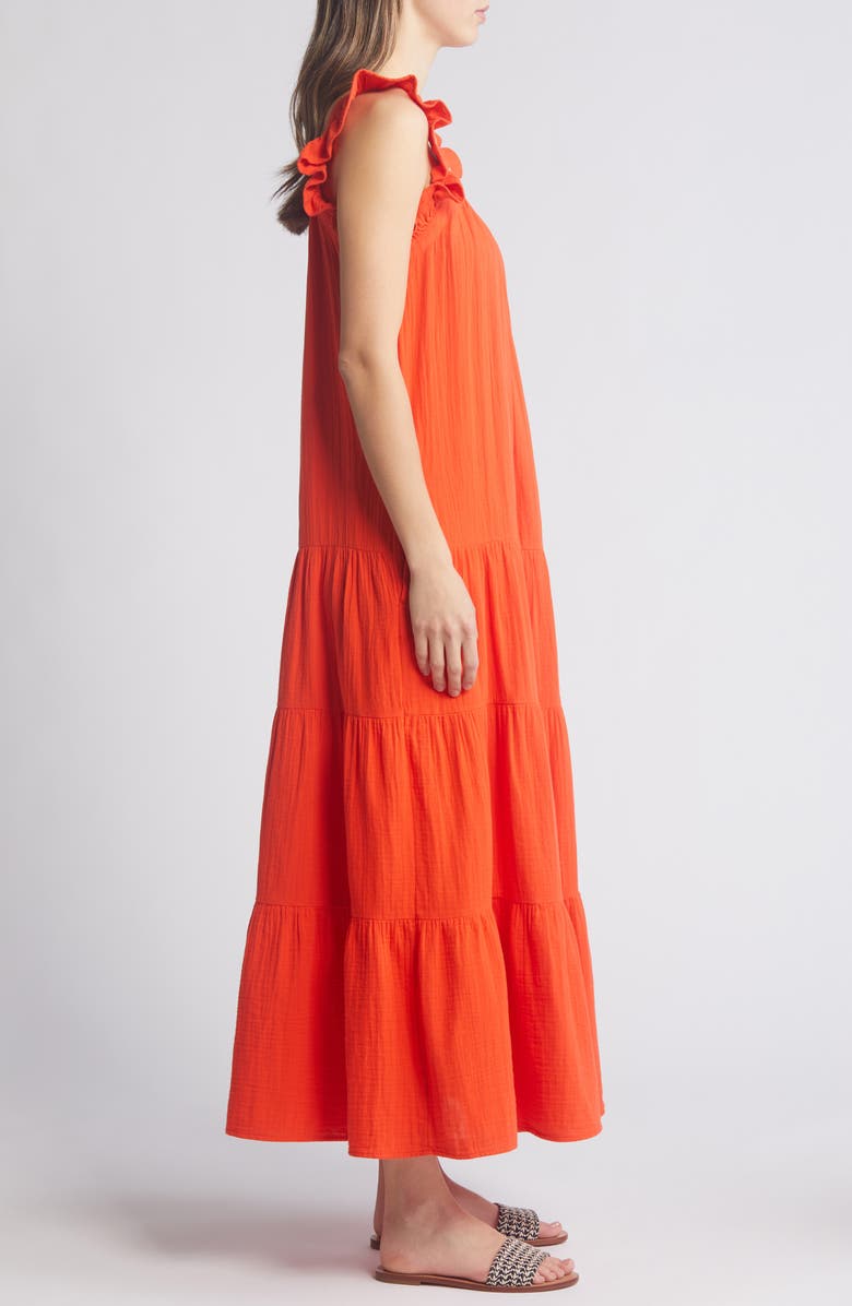 Ruffle Tiered Cotton Maxi Dress