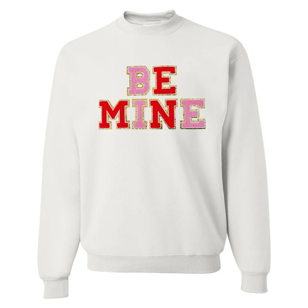 "BE MINE" Letter Patch Crewneck Sweatshirt