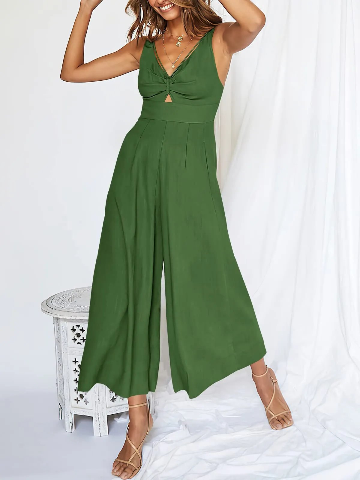 New Summer V Neck Cutout High-Waist Rompers