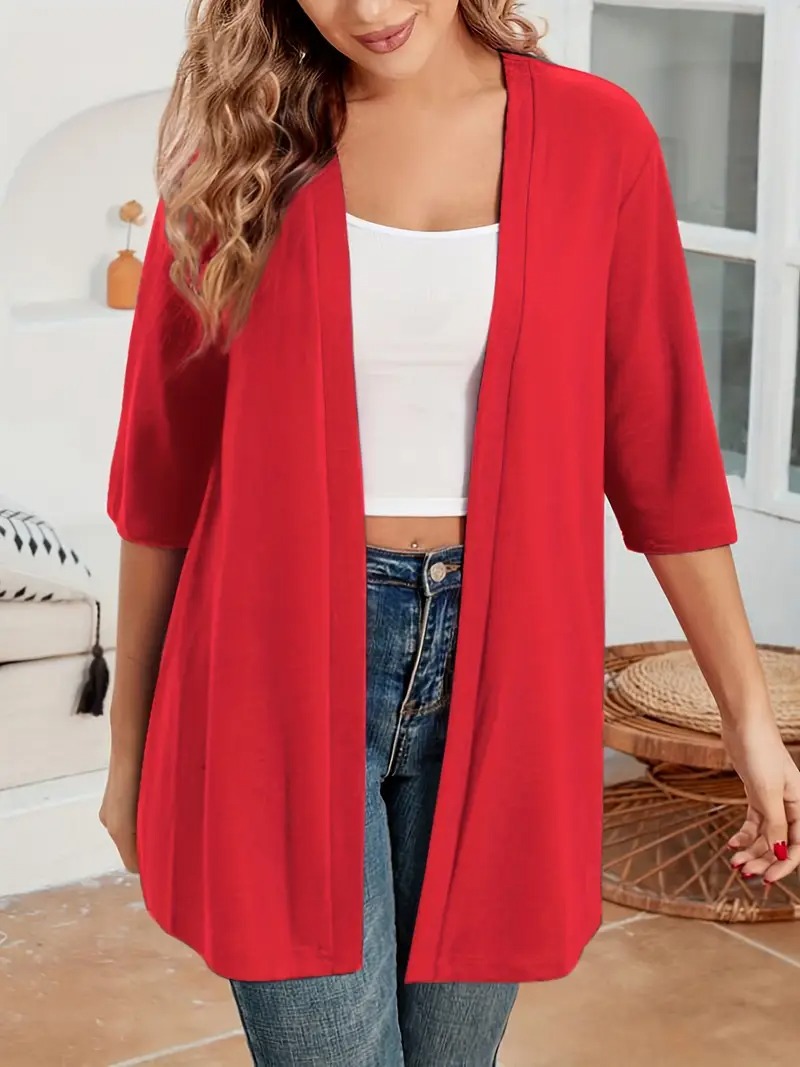 Women's Oversized Half Sleeve Open Front Cardigan