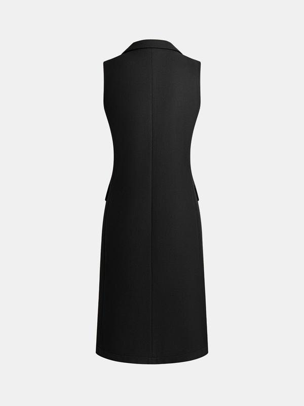 Women's Double Button Lapel Neck Longline Vest Overcoat