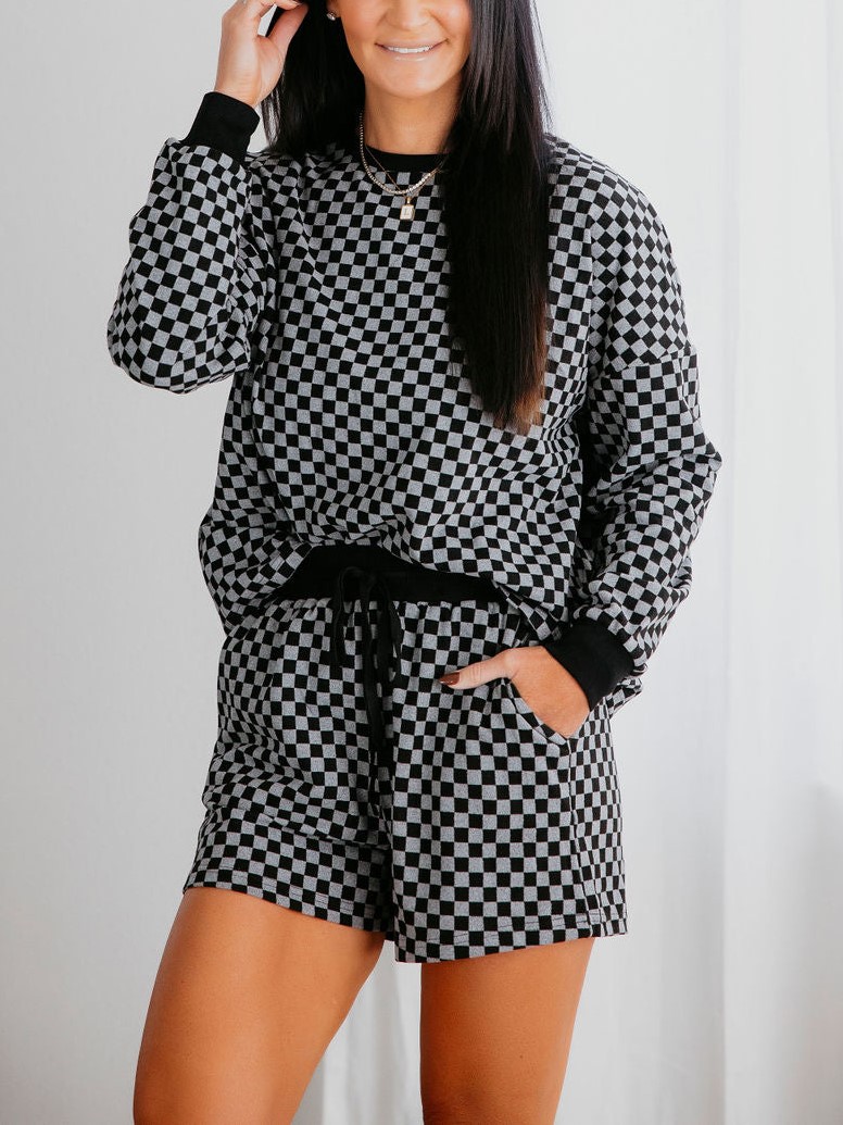 Classic Checkered Top & Shorts Set