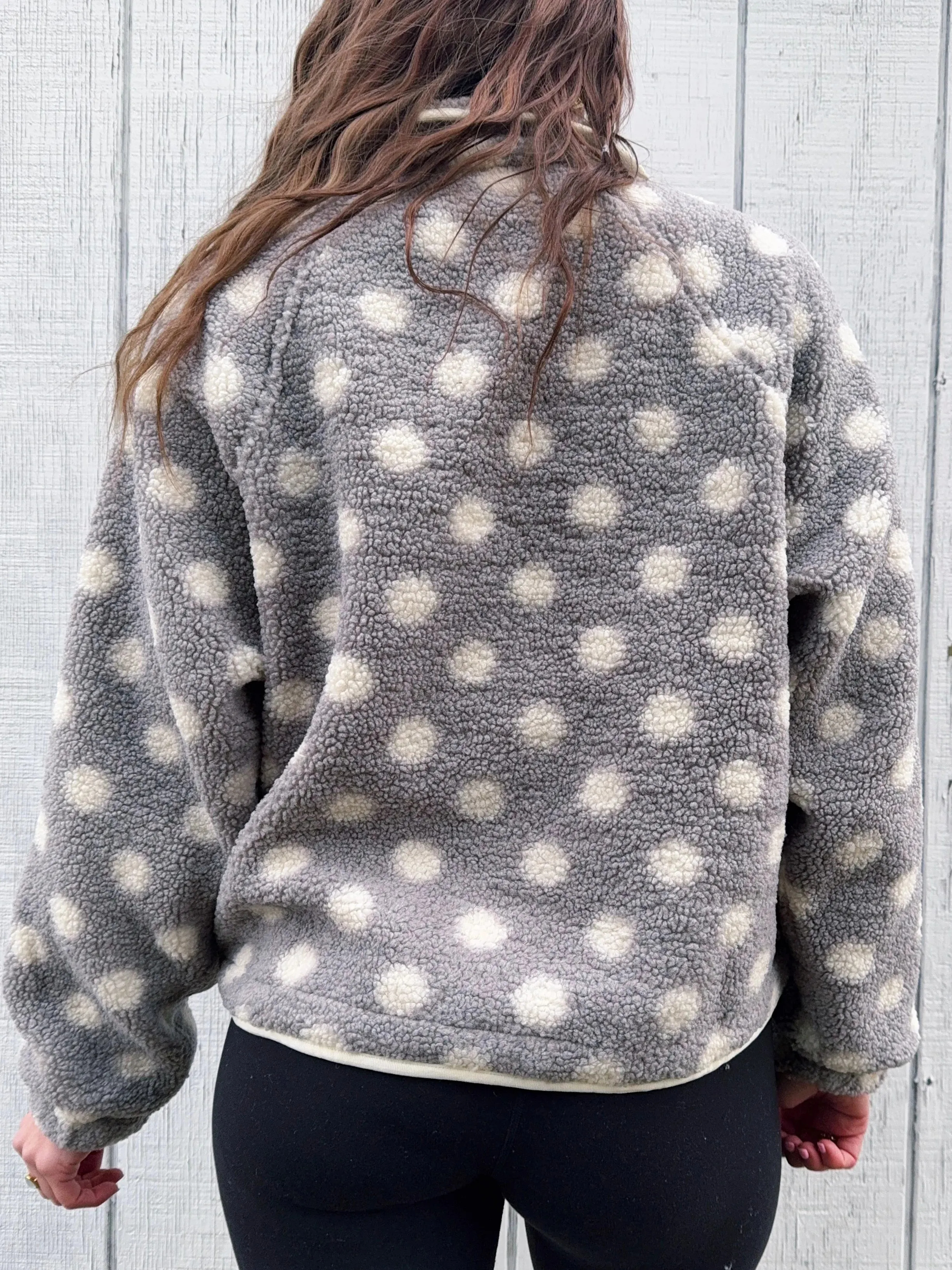 HOT SALE Women's Fleece Polka Dot Lapel Button Down Coat