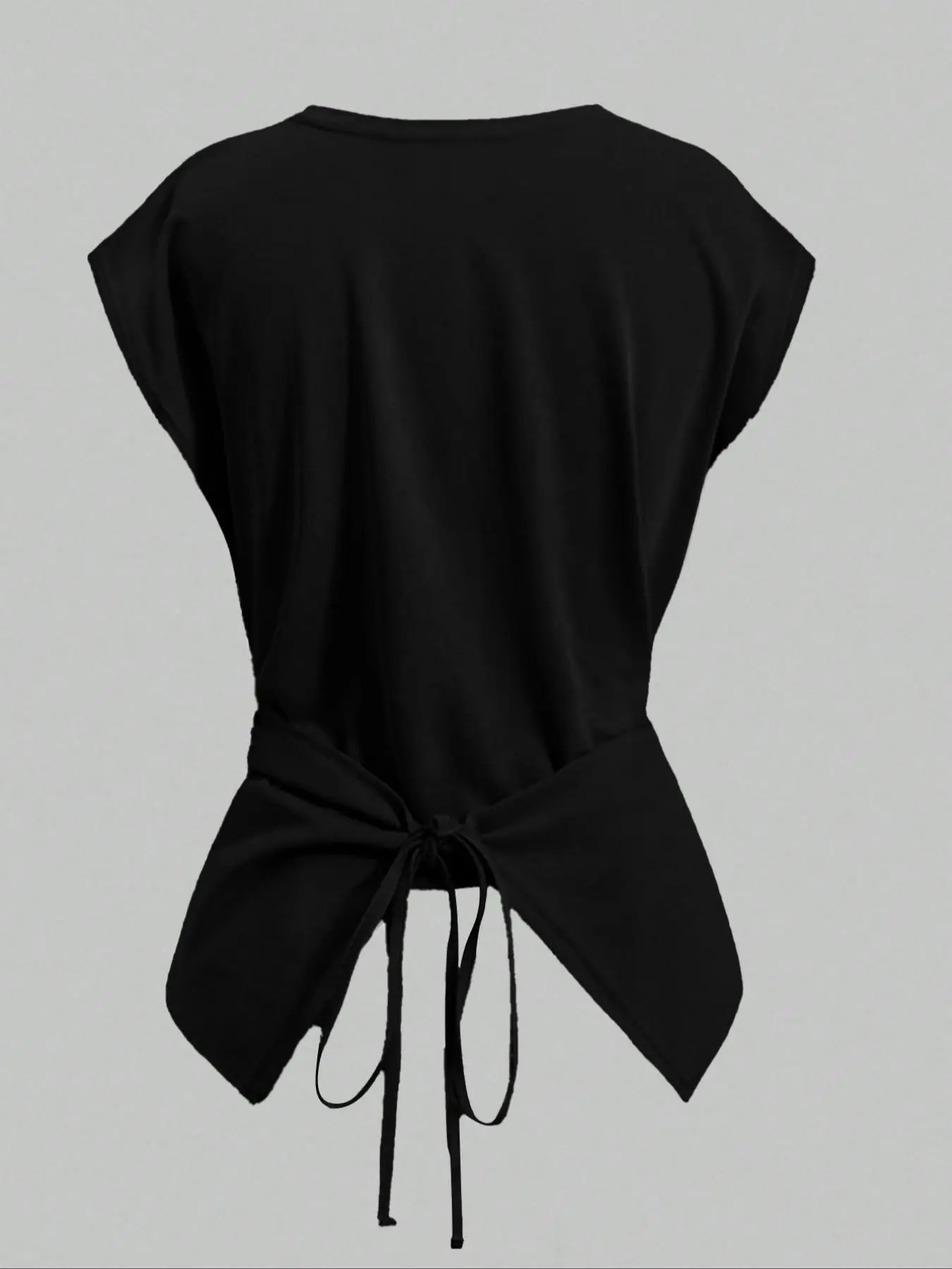 Women's Cap Sleeve Tie Back Cinched Waist Wrap Top