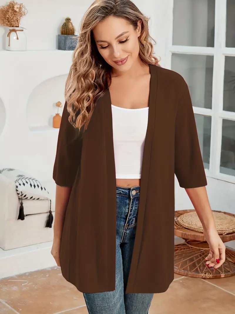 Women's Oversized Half Sleeve Open Front Cardigan