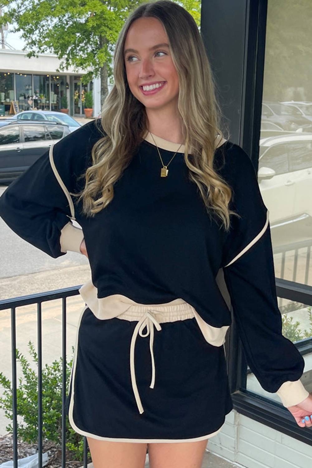 Women's Loose Pullover and Lace-up Waist Skort Set (Buy 2 Free Shipping)