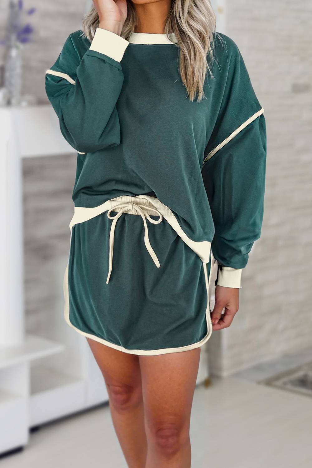 Women's Loose Pullover and Lace-up Waist Skort Set (Buy 2 Free Shipping)