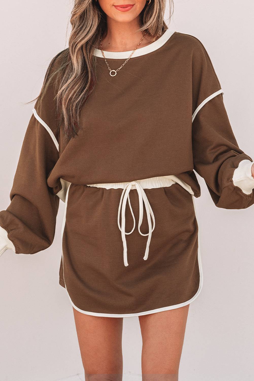Women's Loose Pullover and Lace-up Waist Skort Set (Buy 2 Free Shipping)
