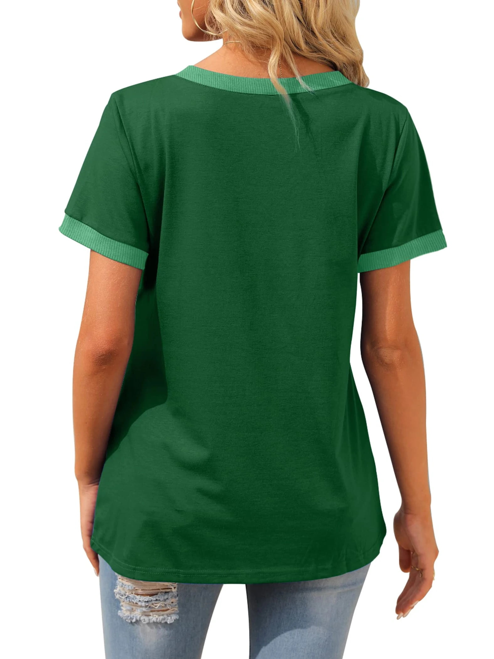 Women T Shirts Short Sleeve Loose Casual Summer Tops with Pocket