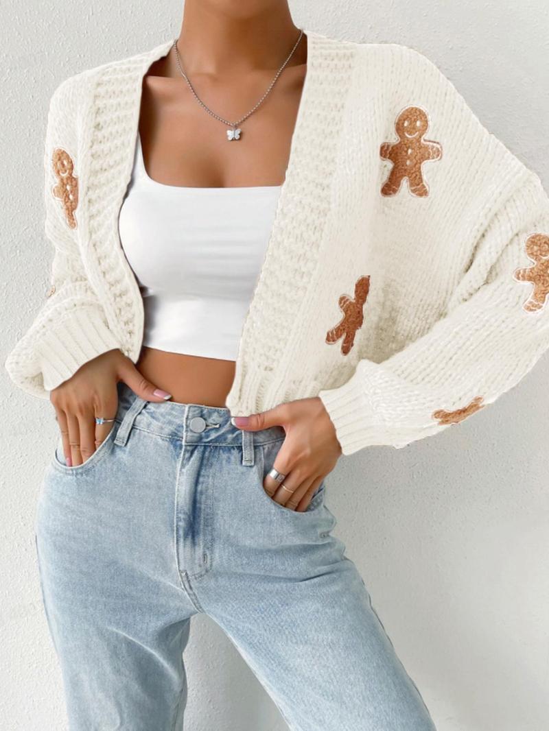 Women's Cartoon Print Drop Shoulder Cardigan