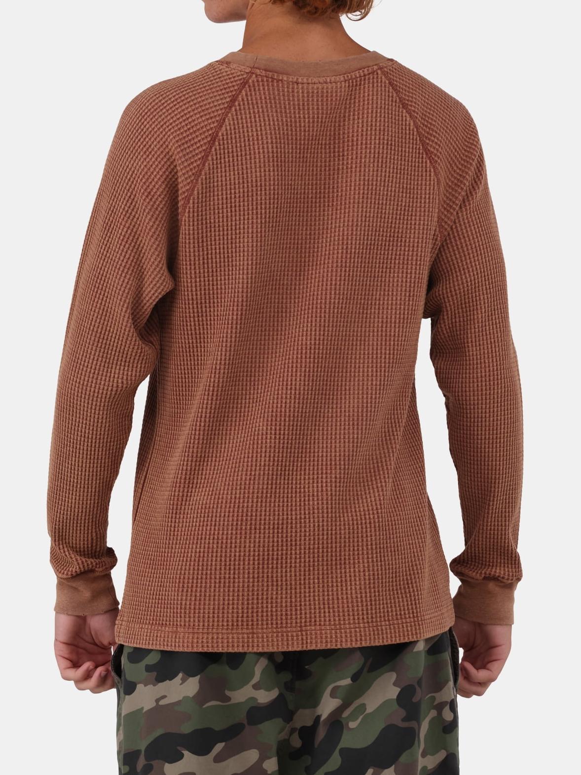 Light Mineral Wash Raglan Sleeve Waffle Thermal Shirt