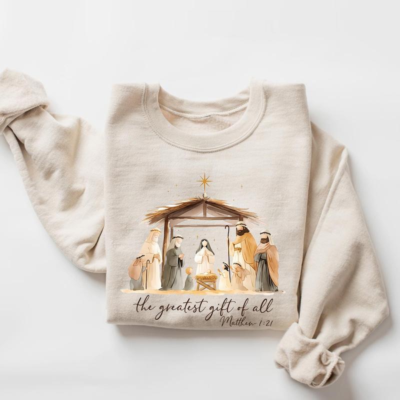 "The Greatest Gift of All" Nativity Scene Christmas Sweatshirt