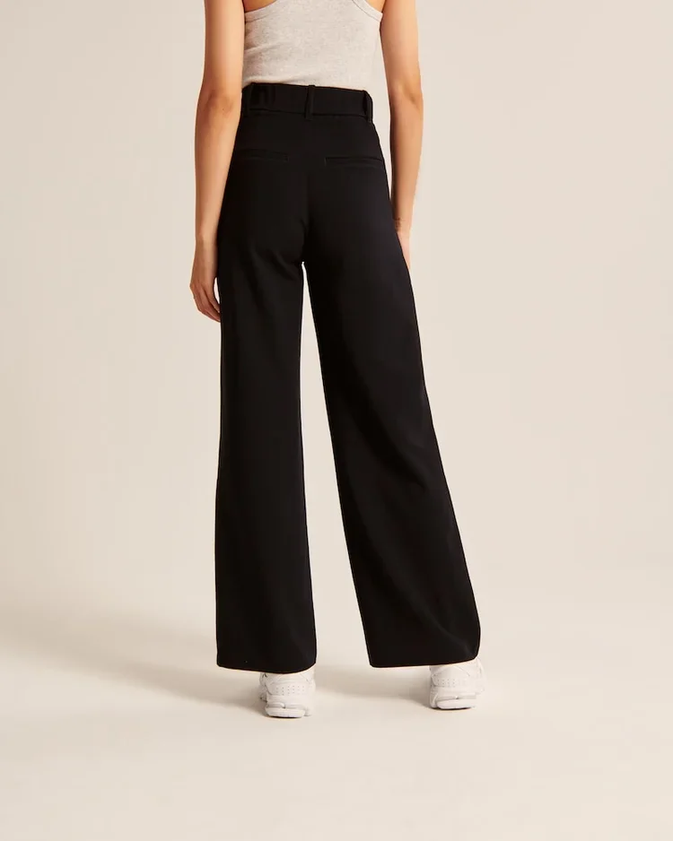 The Effortless Tailored Wide Leg Pants -Pink Laura
