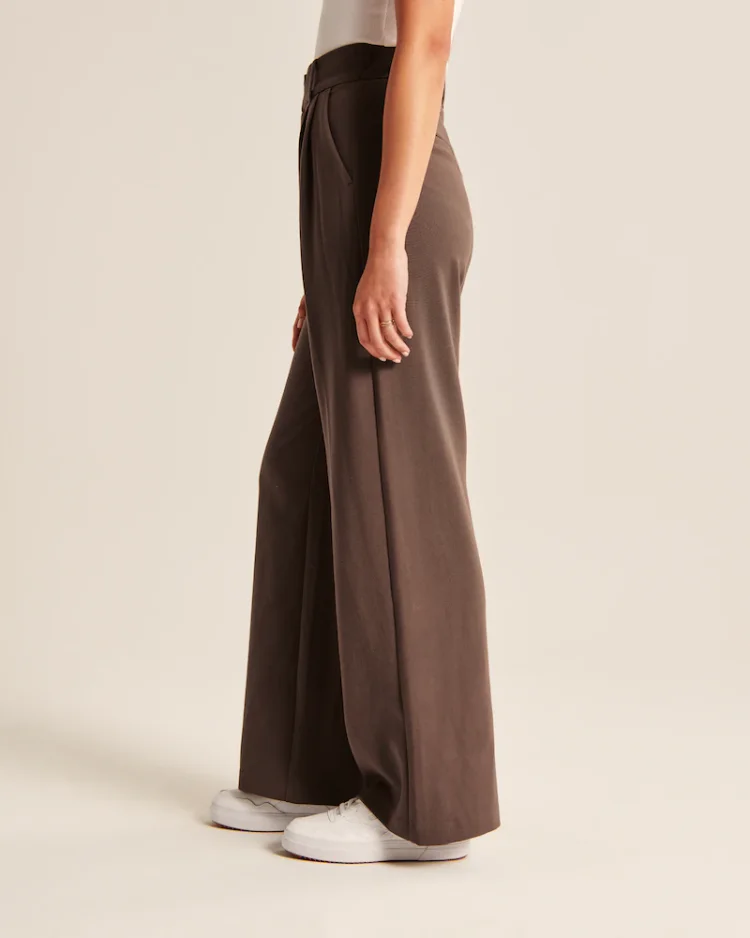 The Effortless Tailored Wide Leg Pants -Pink Laura