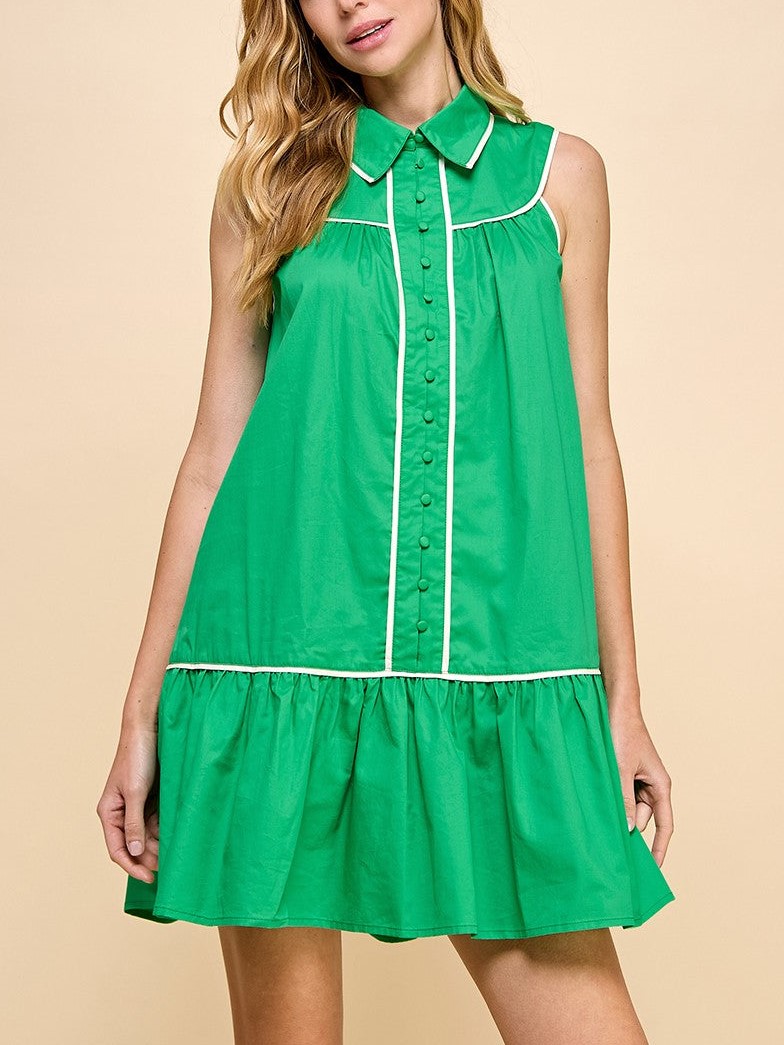 HOT SALE 🏈Game Day Sleeveless Contrast Collared Mini Dress