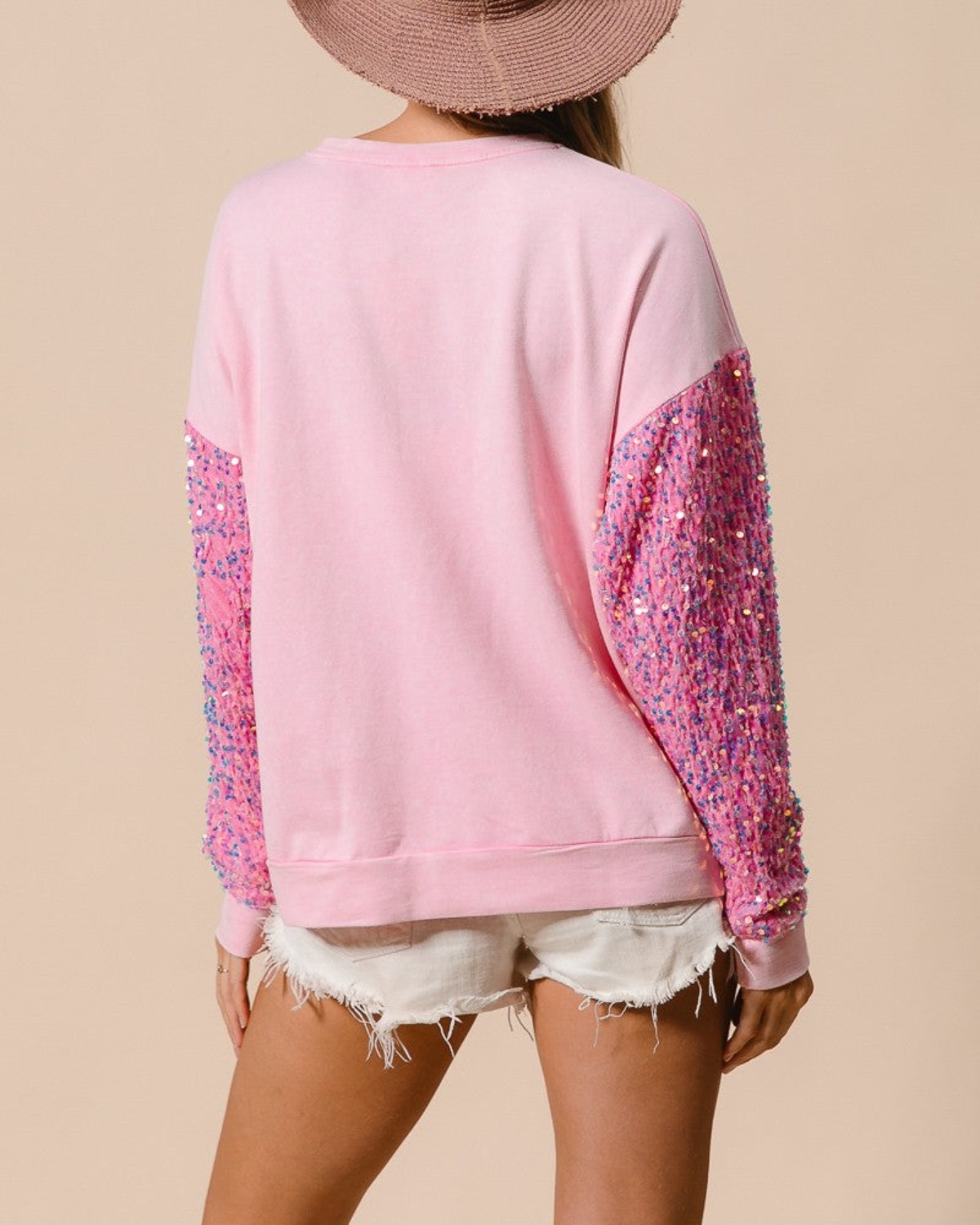 Santa Sequin Pullover With Velvet Sequin Sleeves (Buy 2 Free Shipping)