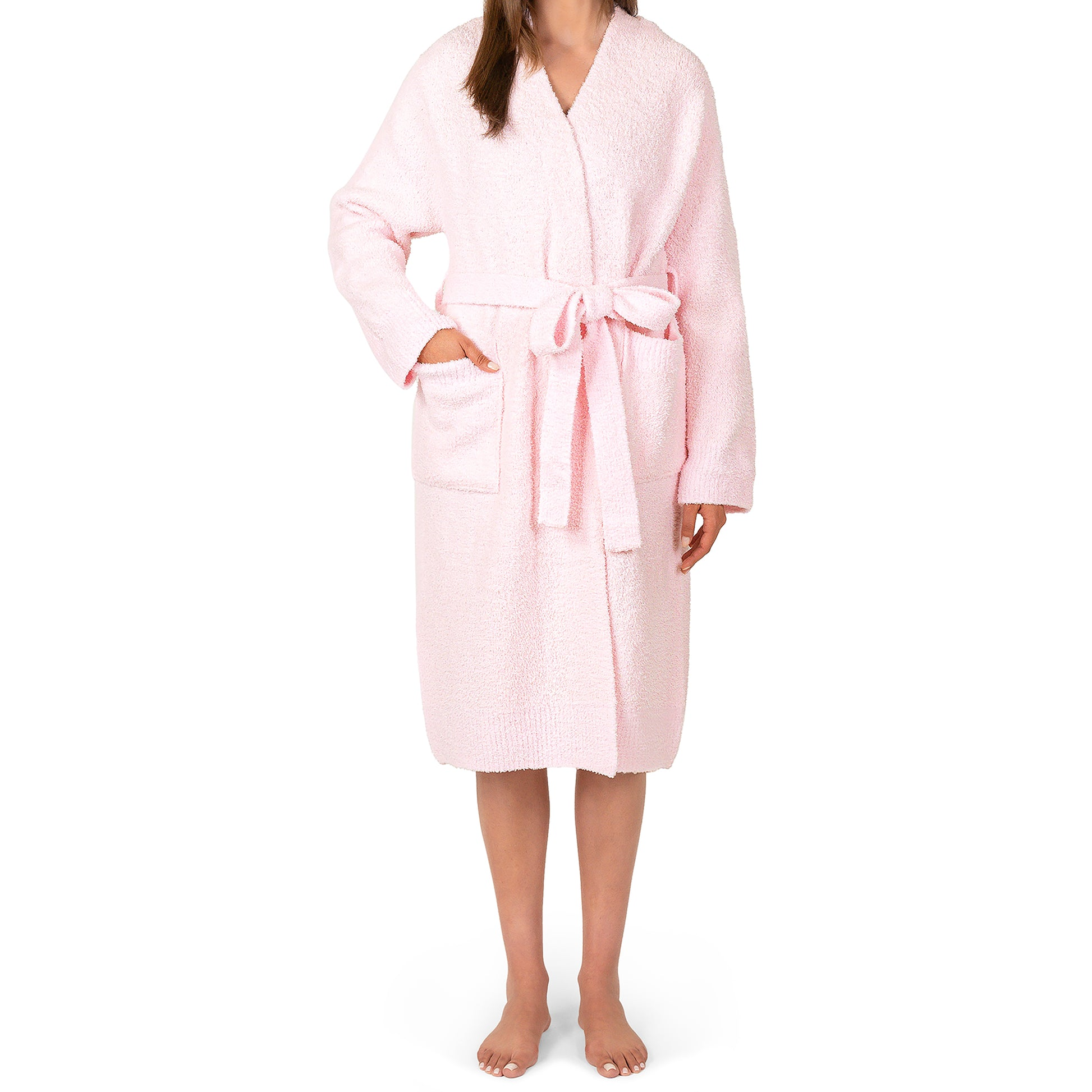 Womens Plush Robe, Super Soft Fuzzy Bathrobe, Cozy Spa Robe with Pockets