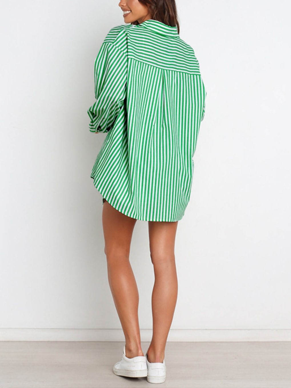 HOT SALE Striped Dropped Shoulder Shirt and Shorts Set