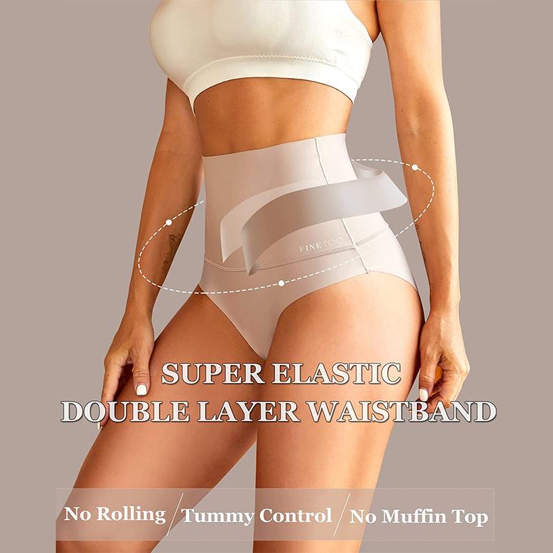  Women's High Waisted Nylon Brief No Show Tummy Control Underwear