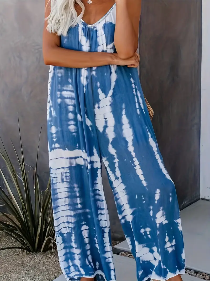 2025 Hot Sale Women's Casual Tie-Dye Cami Wide Leg Jumpsuit(buy 2 free shipping)