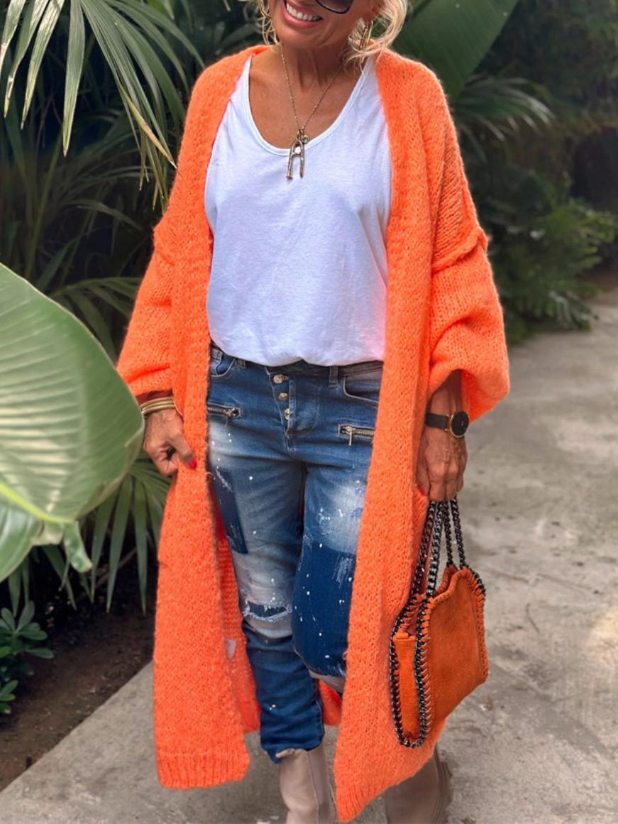 Letter Dropped Shoulder Long Sleeve Cardigan