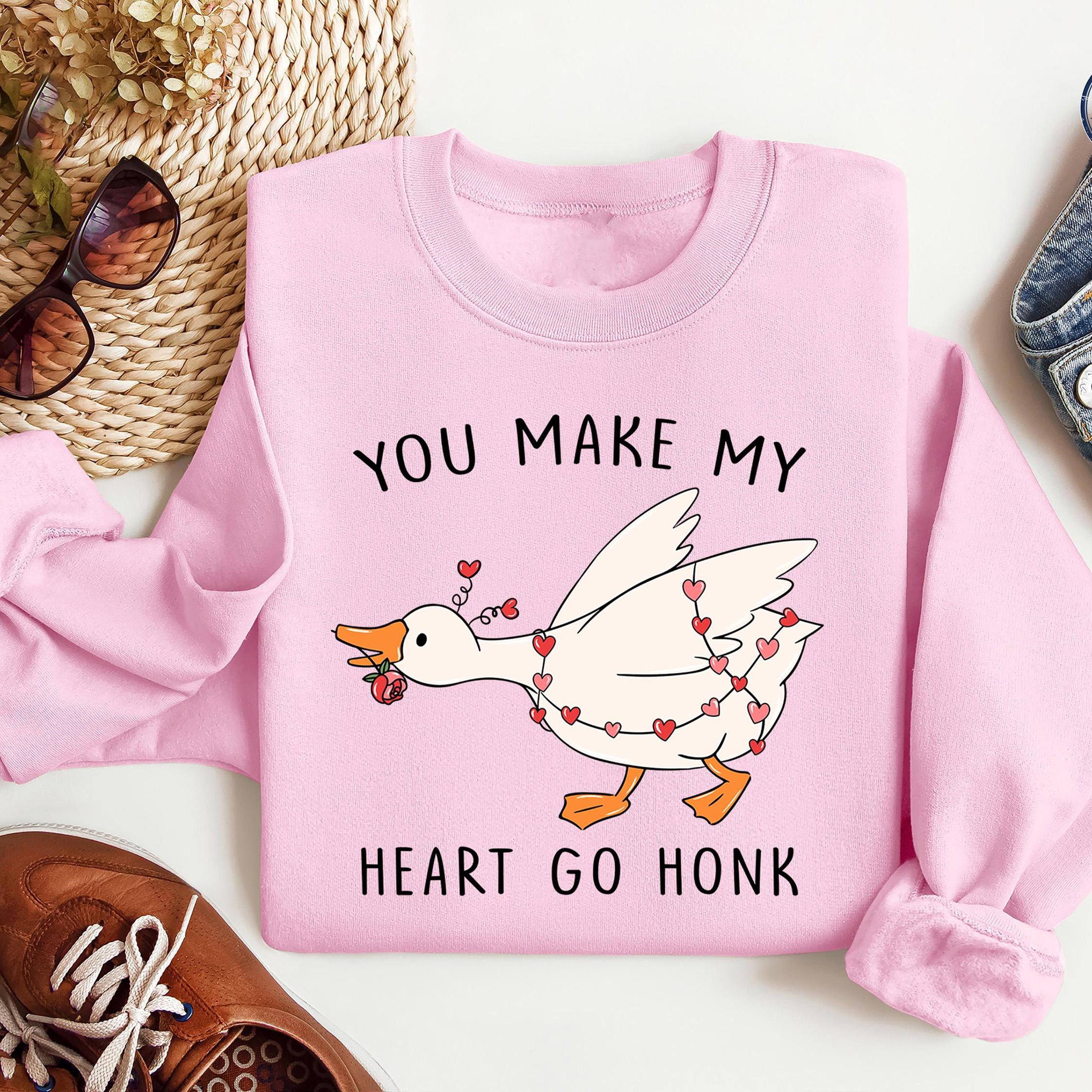 "You Make My Heart Go Honk" Valentines Goose Sweatshirt