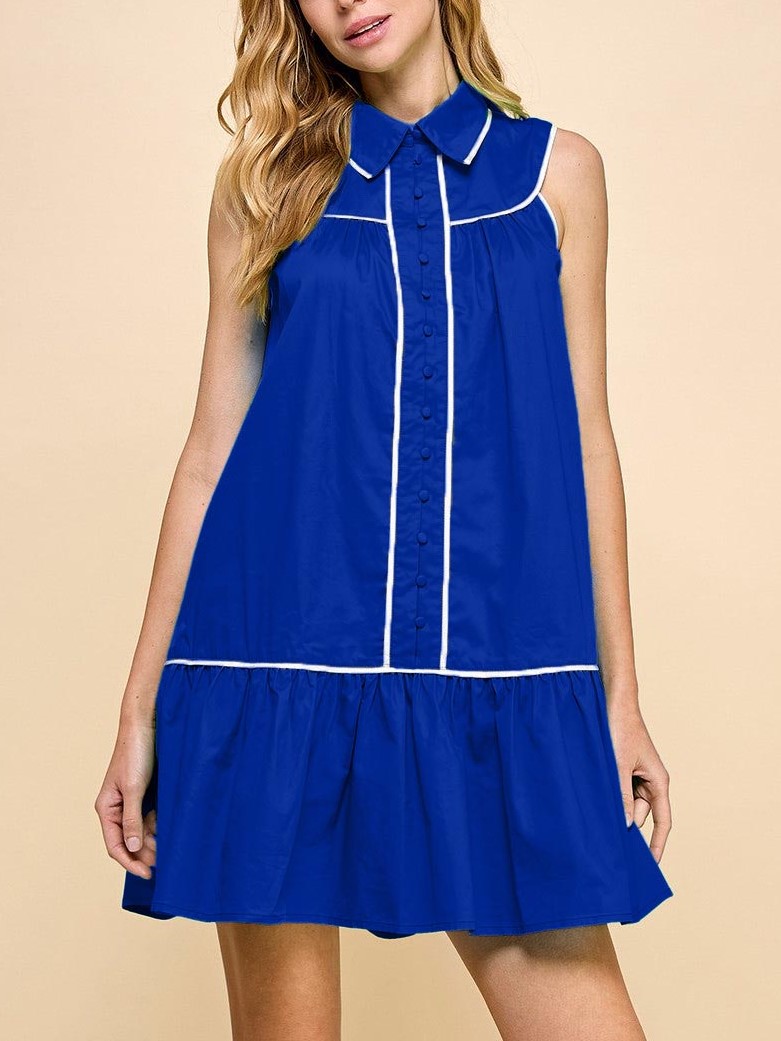 HOT SALE 🏈Game Day Sleeveless Contrast Collared Mini Dress