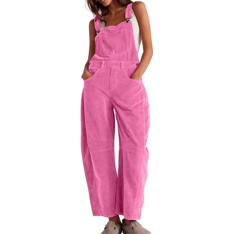 Women's Oversized Corduroy Overalls – Relaxed-Fit Wide-Leg Dungarees for Casual Daily Wear