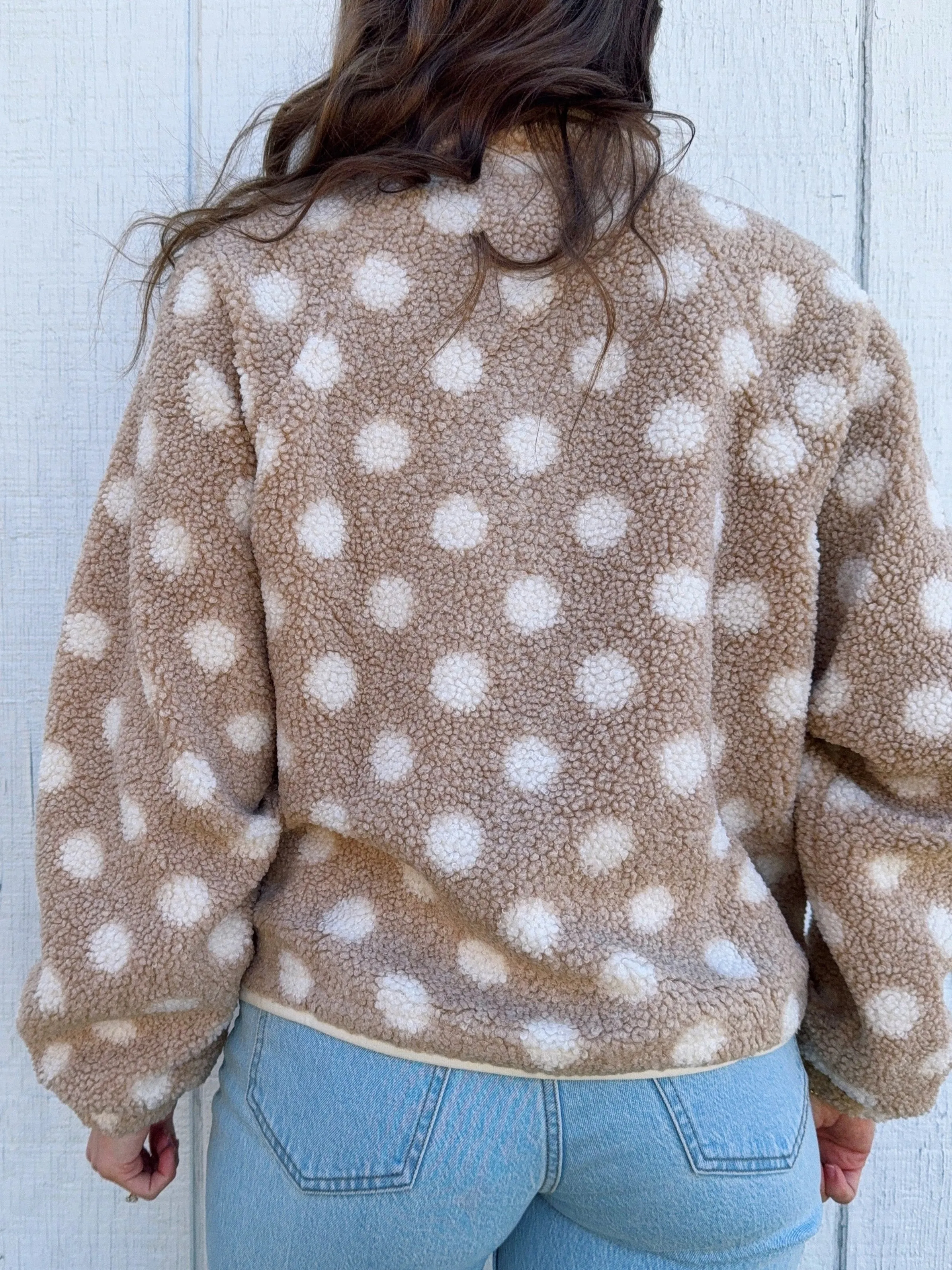 HOT SALE Women's Fleece Polka Dot Lapel Button Down Coat