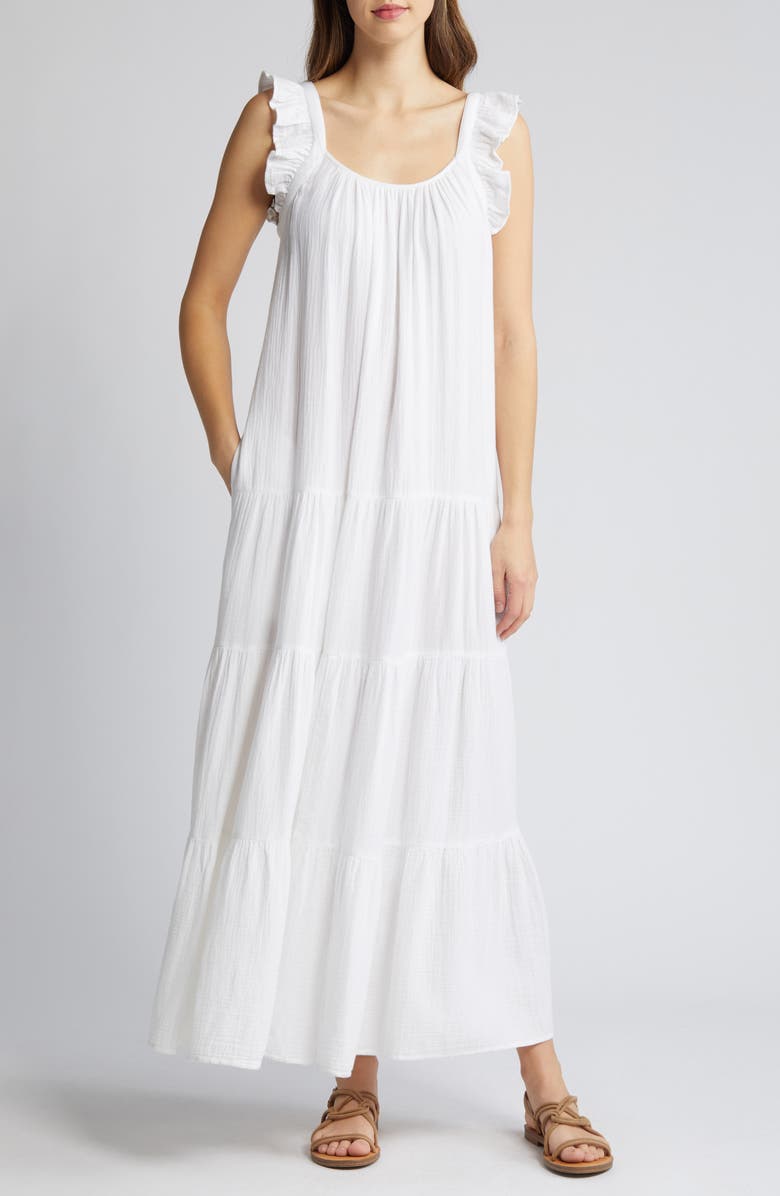 Ruffle Tiered Cotton Maxi Dress