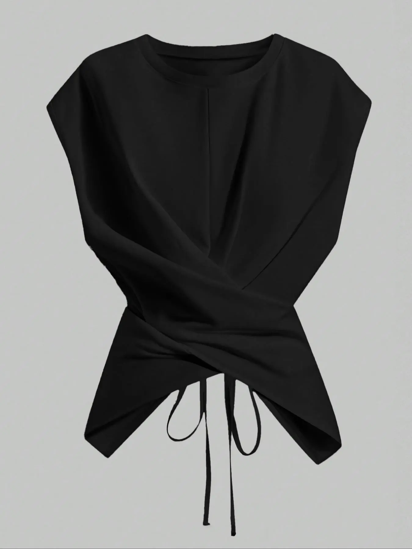 Women's Cap Sleeve Tie Back Cinched Waist Wrap Top